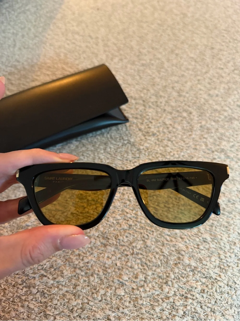 Saint Laurent Black Sunglasses with Amber Lenses